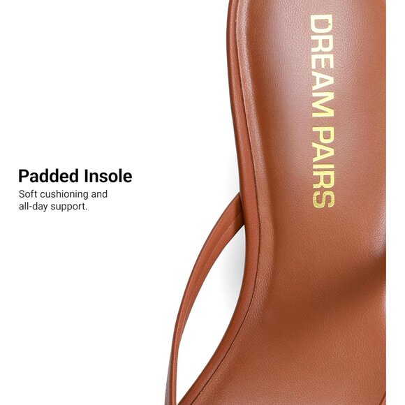 Dream Pairs Women Brown Faux Leather  Square Open Toe  Low Heels Sandals Shoes - Picture 5 of 8